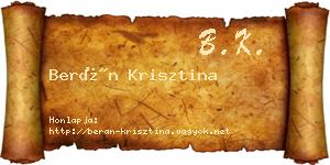 Berán Krisztina névjegykártya